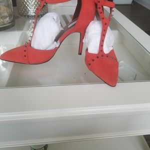 Blood orange Rachel Roy pumps.